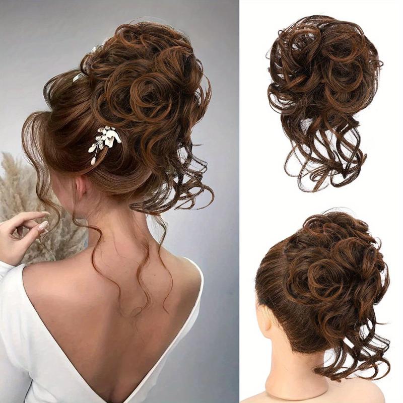 Messy Curly Hair Bun Updo Extension for Women Girls