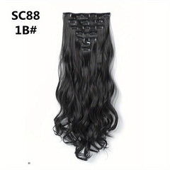 7pcs Long Body Wave Hair Extension Curly Full Head Clips Synthetic Hair
