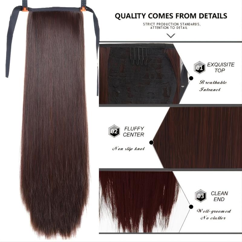 Straight Ponytail Extension with Clip-In Wrap Around Ponytail