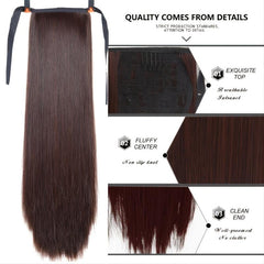 Straight Ponytail Extension with Clip-In Wrap Around Ponytail