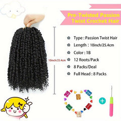 8 Packs Pre-Twisted Passion Twist Hair Extensions Crochet Braiding Hair