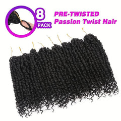 8 Packs Pre-Twisted Passion Twist Hair Extensions Crochet Braiding Hair