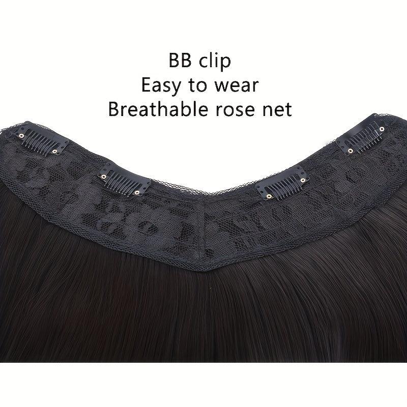 Long Straight Hair Pieces Synthetic Clip In Hair Extensions Natural Look