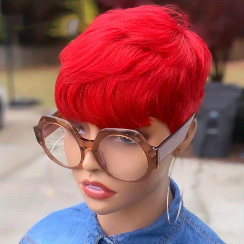 Synthetic Short Bob Wig Straight Layered Wig with Bangs