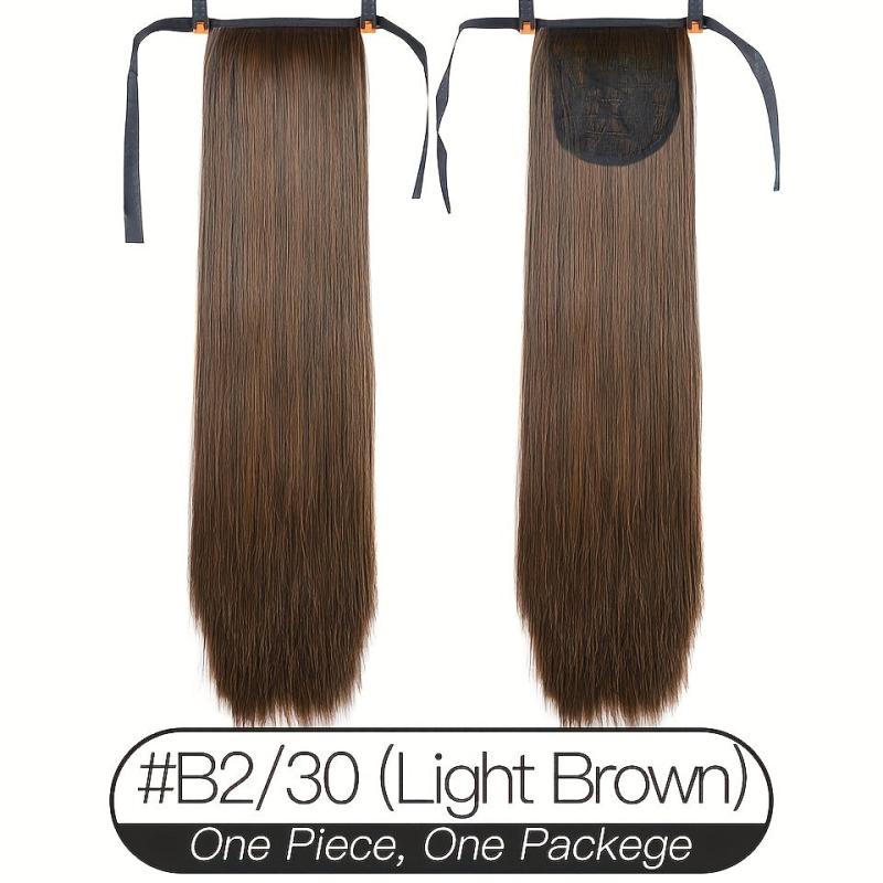 Straight Pony Tail Hair Wig Bundle False Hair Clip Hairpiece for Women