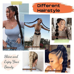 Long Braided Ponytail Hair Extensions Rubber Band 81 Straight Synthetic Ponytail