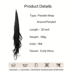 Long Body Wave Ponytail Hairpieces Natural Looking Daily Use