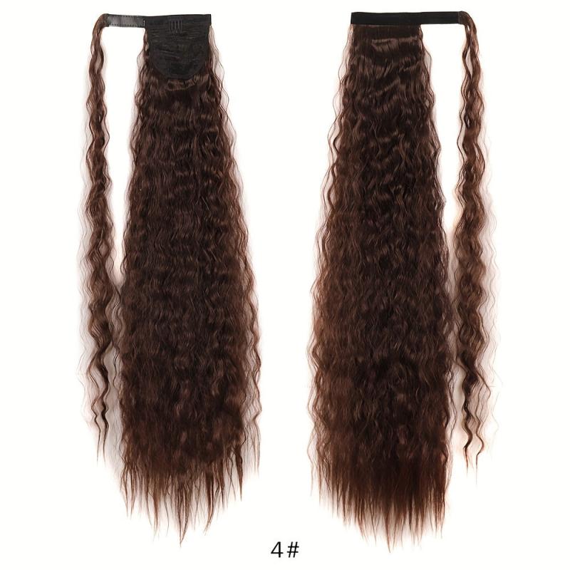 Long Corn Wavy Ponytail Extensions Synthetic Fiber Hairpieces