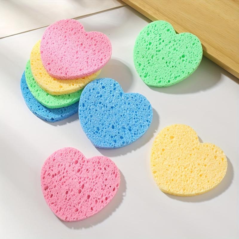 8pcs Heart Shape Natural Facial Sponges Exfoliating Pads