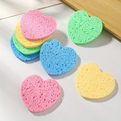 8pcs Heart Shape Natural Facial Sponges Exfoliating Pads