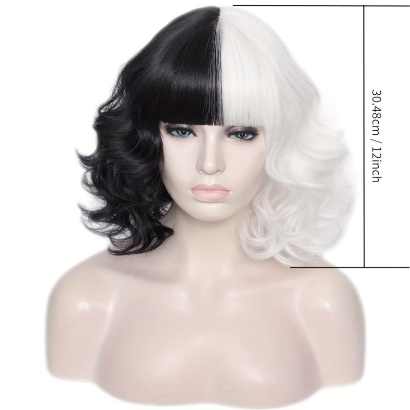 Wavy Shoulder Length Two Tone Cosplay Wig with Bangs