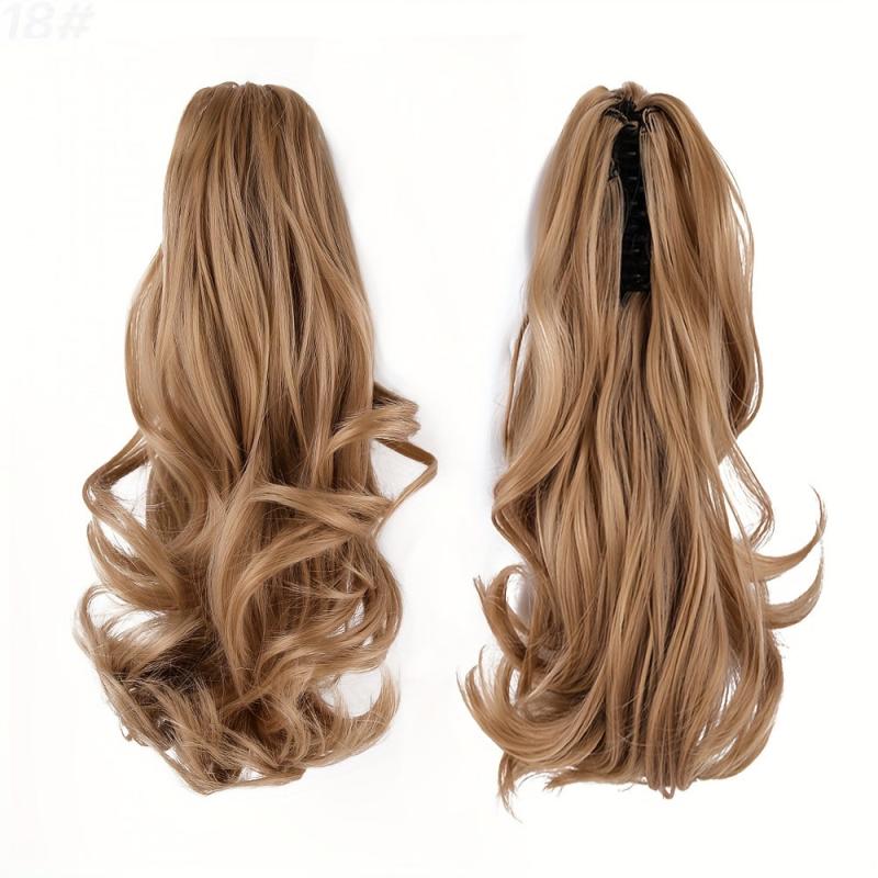 Long Curly Ponytail Claw Clip Hair Extension Brown