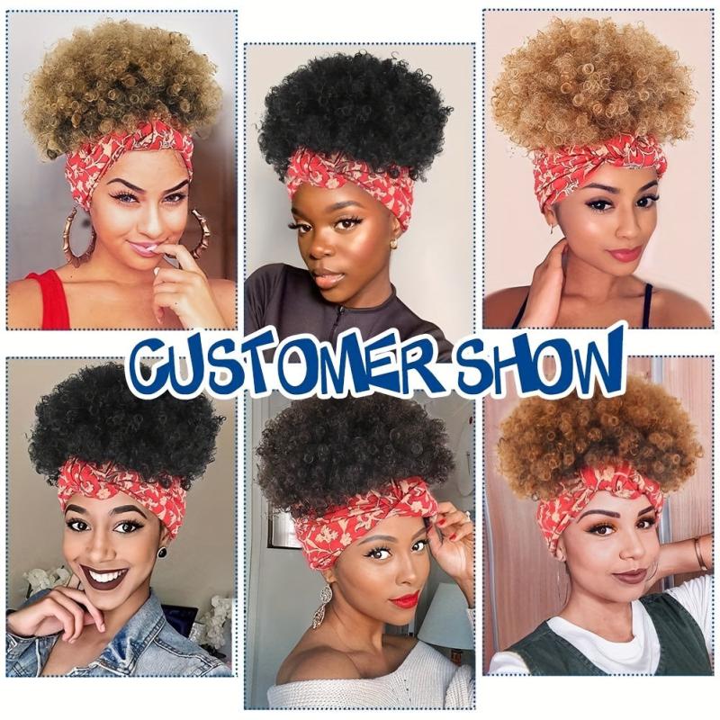 Short Curly Headband Wigs for Women