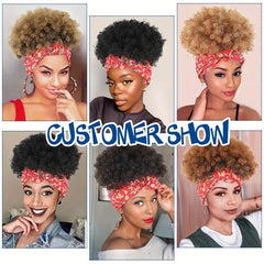 Short Curly Headband Wigs for Women