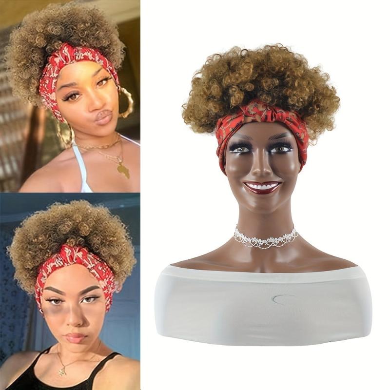 Short Curly Headband Wigs for Women
