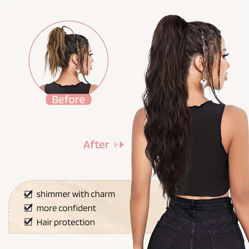 50 8 Cm Drawstring Ponytail Hair Extensions For Women Long Curly Wavy Ponytail