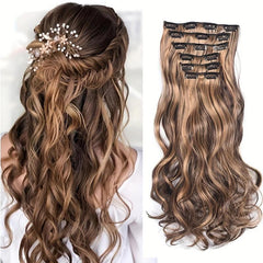 6Pc Wavy Curly Hair Pieces Extensions 50 Synthetic Thick Clip