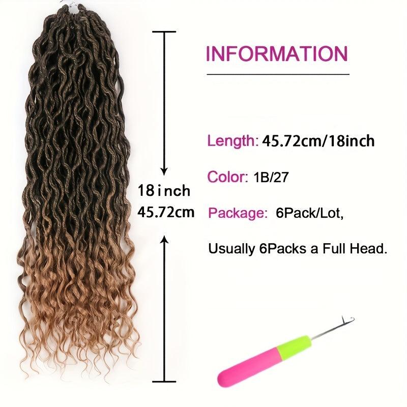 6Pcs 18in Curly Faux Locs Crochet Hair Deep Wave Braiding Extensions