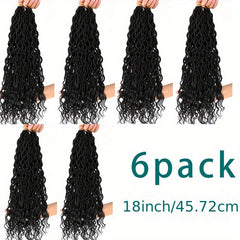 6Pcs 18in Curly Faux Locs Crochet Hair Deep Wave Braiding Extensions