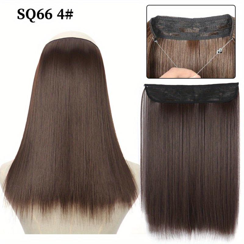 16 Inch Platinum Blonde Straight Hair Extensions Invisible Line Synthetic