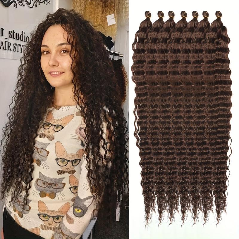 Long Deep Wave Hair Extensions Synthetic Twist Crochet Braids Bundle