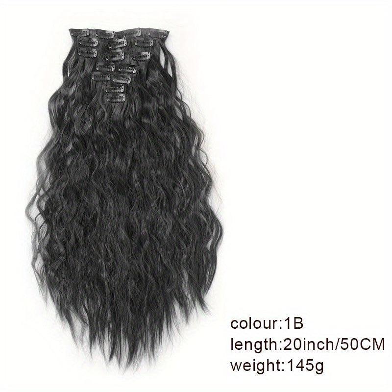 Long Wavy Hair Pieces Synthetic Clip In Extensions For Daily Use