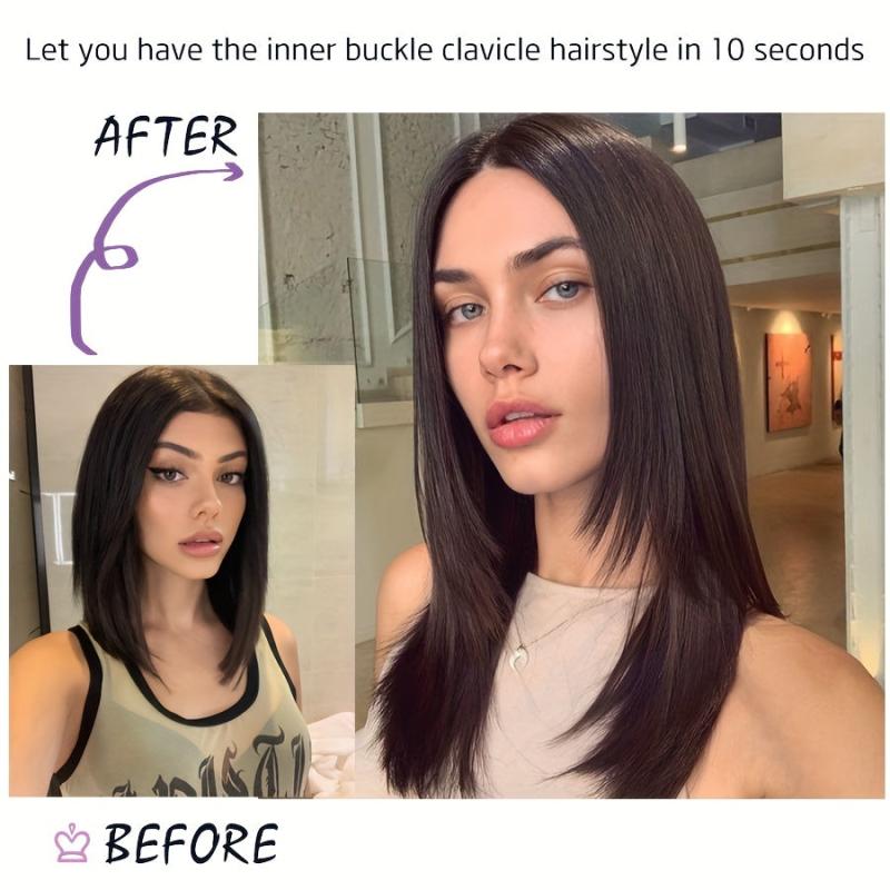 Synthetic Straight Clip In Hair Extensions Heat Resistant Fiber Hair Piece