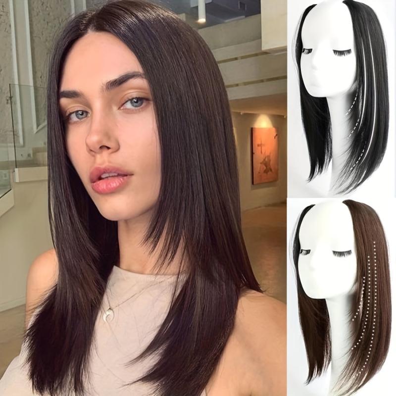 Synthetic Straight Clip In Hair Extensions Heat Resistant Fiber Hair Piece