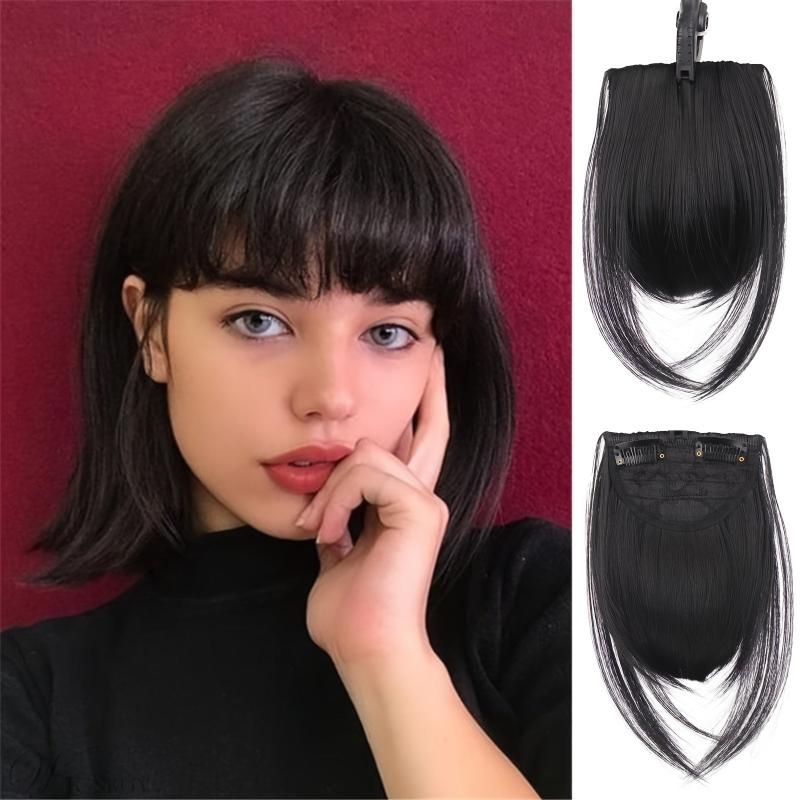 Everyday Wear Wig Front Clip Fringes Sideburns Flat Bangs