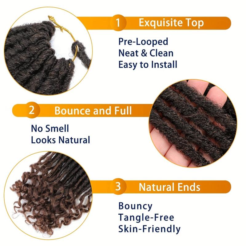 12Pcs Pack Goddess Locs Crochet Hair Brown 350 Straight Faux Locs