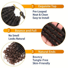 12Pcs Pack Goddess Locs Crochet Hair Brown 350 Straight Faux Locs