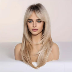 Long Straight Layered Synthetic Wig Easy to Wear