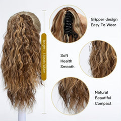 Long Curly Wavy Ponytail Extensions Synthetic Clip In Hair