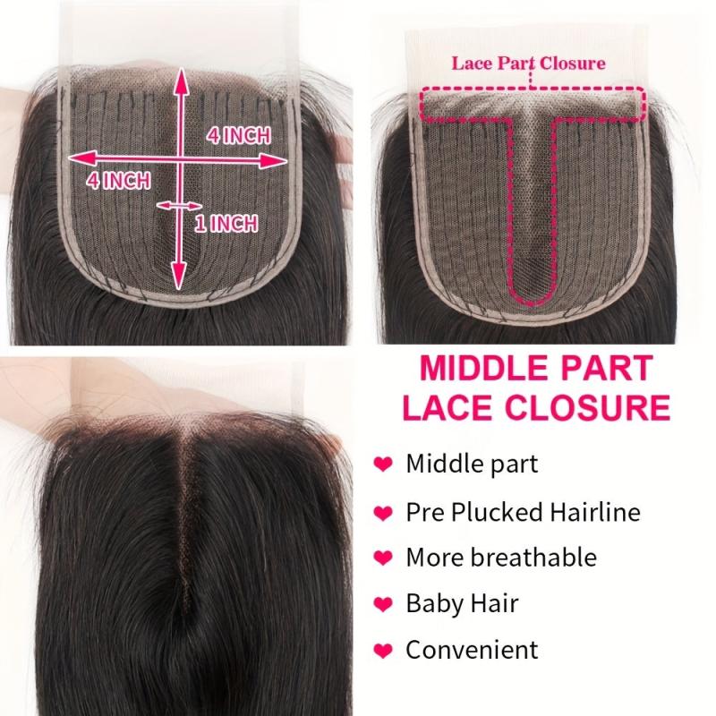 T4x4x1 Lace Closure Straight Wave Brazilian Human Hair