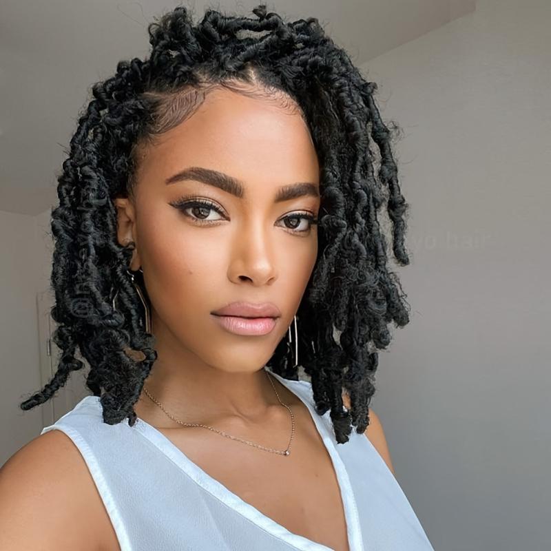 30 48 Cm Butterfly Locs Crochet Hair Bob Curly Wave Distressed Locs