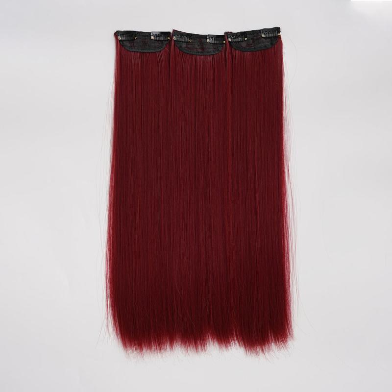Brown Long Straight Hair Wig Set