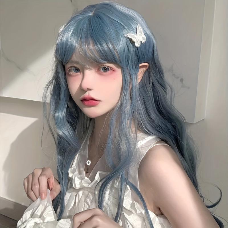 Long Curly Wavy Wig With Bangs Synthetic Wig Beginners Friendly