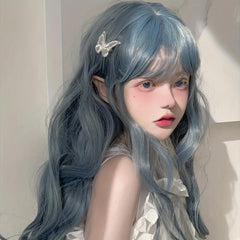 Long Curly Wavy Wig With Bangs Synthetic Wig Beginners Friendly