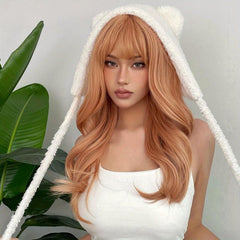Ombre Green 60 96 Cm Long Wavy Curly Wigs With Bangs Synthetic Fiber Hair