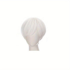 Men's Short Straight Synthetic Wig with Bangs