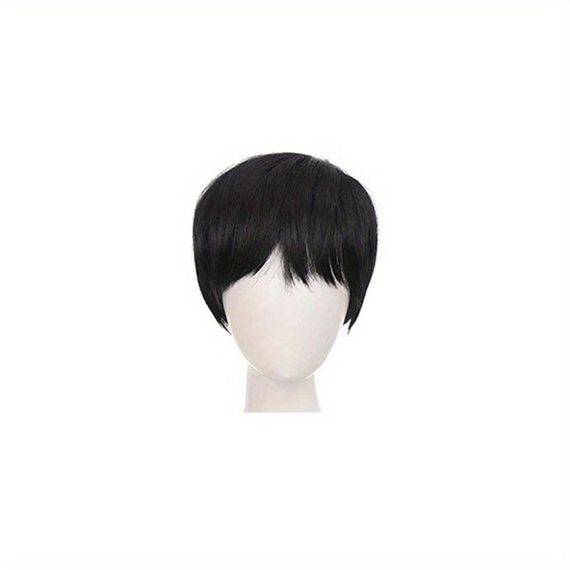 Men's Short Straight Synthetic Wig with Bangs