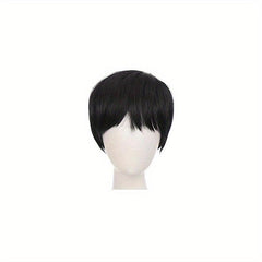 Men's Short Straight Synthetic Wig with Bangs