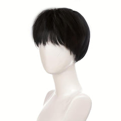 Men's Short Straight Synthetic Wig with Bangs