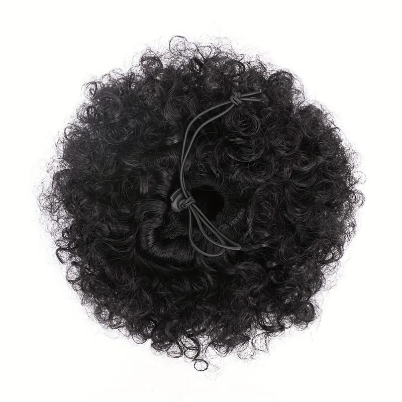 Short Kinky Curly Hair Bun Drawstring Ponytail