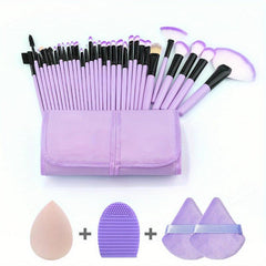 36pcs Makeup Set: 32 Brushes, 2 Velvet Puffs, 1 Sponge, 1 Silicone Mat