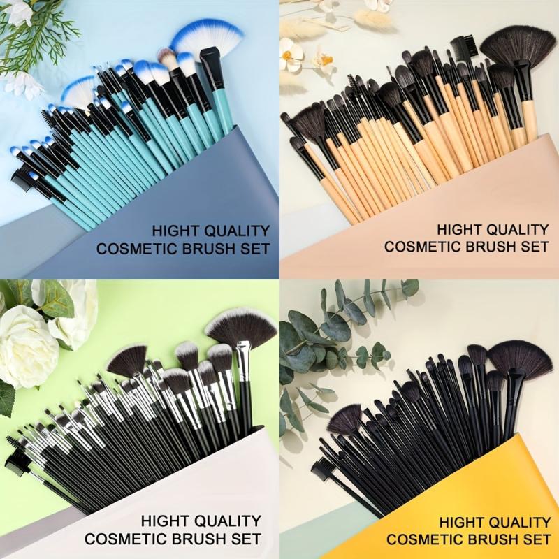 36pcs Makeup Set: 32 Brushes, 2 Velvet Puffs, 1 Sponge, 1 Silicone Mat
