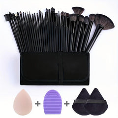 36pcs Makeup Set: 32 Brushes, 2 Velvet Puffs, 1 Sponge, 1 Silicone Mat