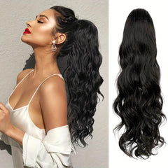 Long Curly Wavy Ponytail Extensions Synthetic Clip In Hair Extensions