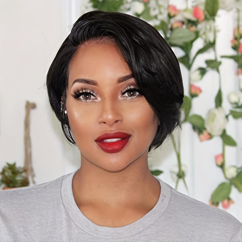 Short Pixie Cut Bob Wigs Brazilian Human Hair Side Part Pixie Wig