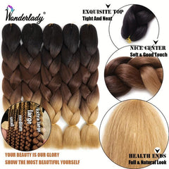 3 Packs Jumbo Long Braiding Hair Extensions 60 96 Cm Synthetic Crochet Braids